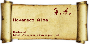 Hovanecz Alma névjegykártya